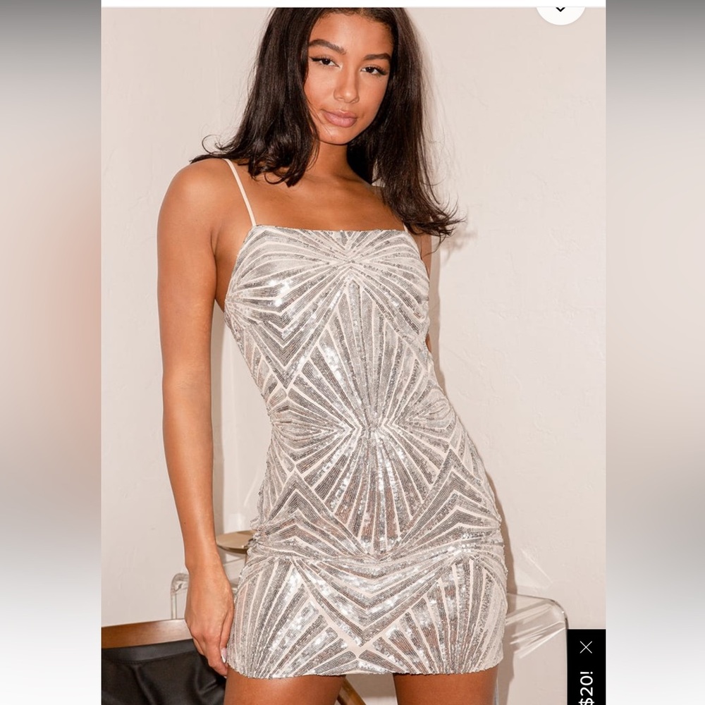 Lost In Your Eyes Silver Sequin Bodycon Mini Dress